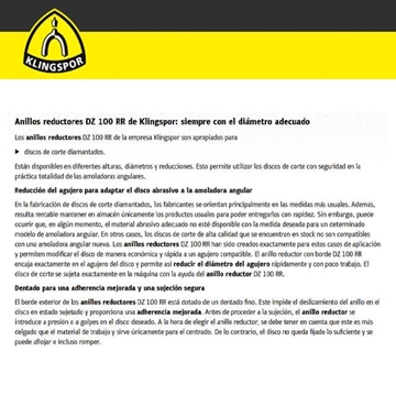 Anillo Reductor KLINGSPOR DZ100RR De 25.4 a 20 - Imagen 2