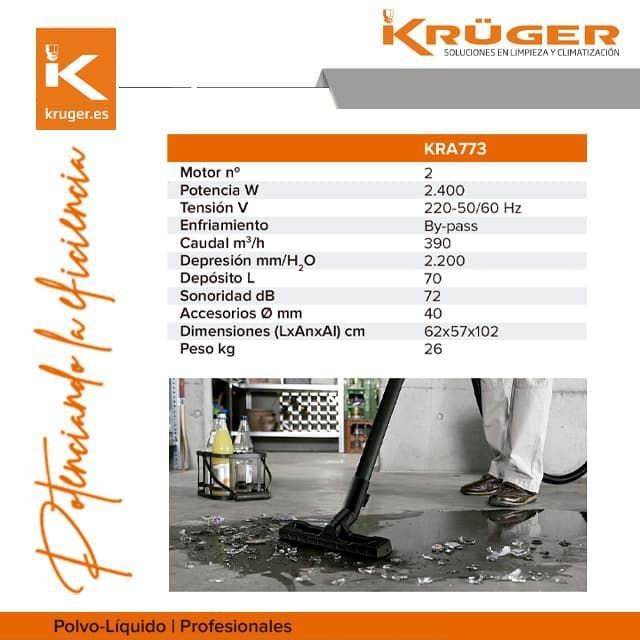 Aspirador Industrial KRÜGER KRA773 2400W 70L - Imagen 3