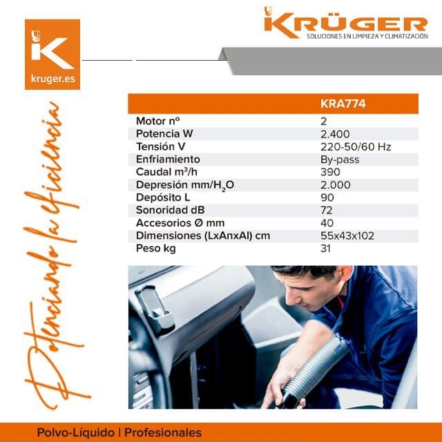 Aspirador Industrial KRÜGER KRA774 2400W 90L - Imagen 3