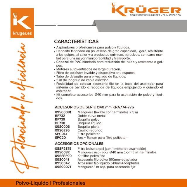 Aspirador Industrial KRÜGER KRA774 2400W 90L - Imagen 4