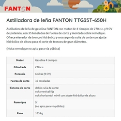 Astilladora de Leña FANTON TTG35T-650H con Elevador de Troncos Hidráulico - Imagen 2