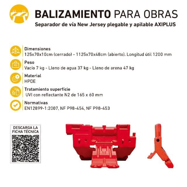 Barrera de Vía New Jersey Plegable y Apilable AXIPLUS - Imagen 2