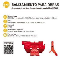 Barrera de Vía New Jersey Plegable y Apilable AXIPLUS - Imagen 2