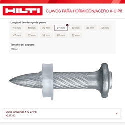 Caja 100 Clavos Universales HILTI X-U 27 P8 - Imagen 1