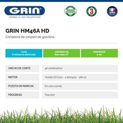 Cortacésped Gasolina GRIN HM 46 A Honda GCV170 - Imagen 2