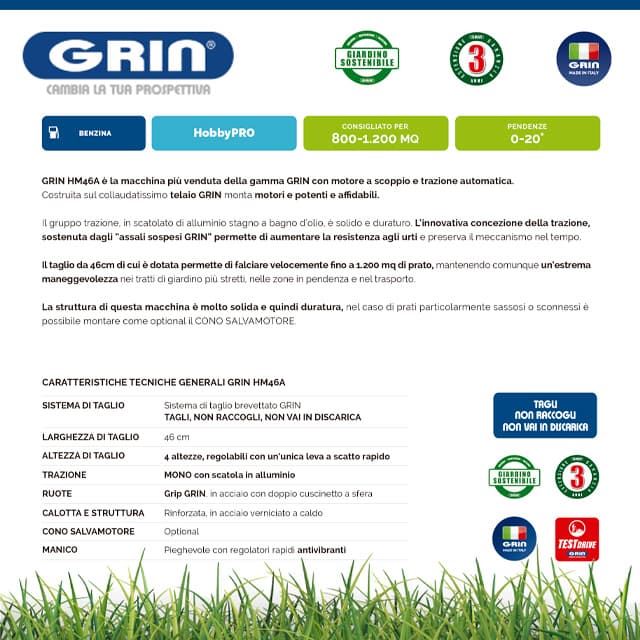 Cortacésped Gasolina GRIN HM 46 A Honda GCV170 - Imagen 5