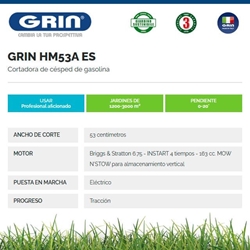 Cortacésped Gasolina GRIN HM 53 A B&S 675 Instart - Imagen 2