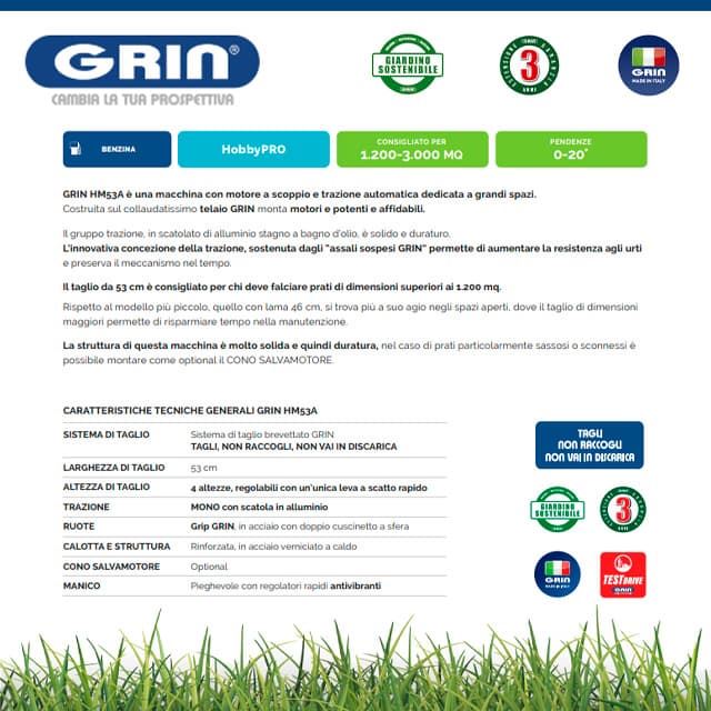 Cortacésped Gasolina GRIN HM 53 A Honda GCV170 - Imagen 5