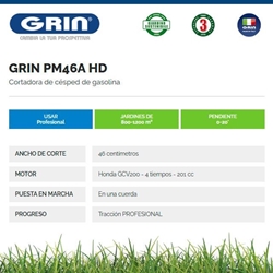 Cortacésped Gasolina GRIN PM 46 A Honda GCV200 - Imagen 2