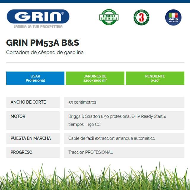 Cortacésped Gasolina GRIN PM 53 A B&S 850 - Imagen 2
