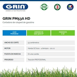 Cortacésped Gasolina GRIN PM 53 A Honda GCV200 - Imagen 2