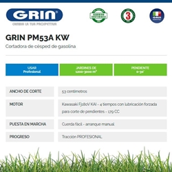 Cortacésped Gasolina GRIN PM 53 A Kawasaki FJ180V - Imagen 2