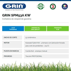 Cortacésped Gasolina GRIN SPM 53 Kawasaki FJ180V - Imagen 2