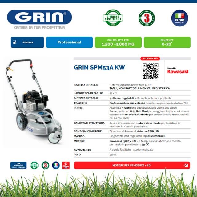 Cortacésped Gasolina GRIN SPM 53 Kawasaki FJ180V - Imagen 3