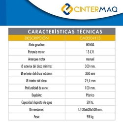 Cortadora de Juntas CINTERMAQ CM350 H13 - INCLUYE DISCO- - Imagen 2