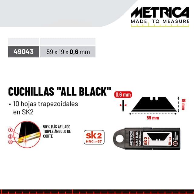 Cuchillas Recambio METRICA Utility Knife - 10Uds - Imagen 1