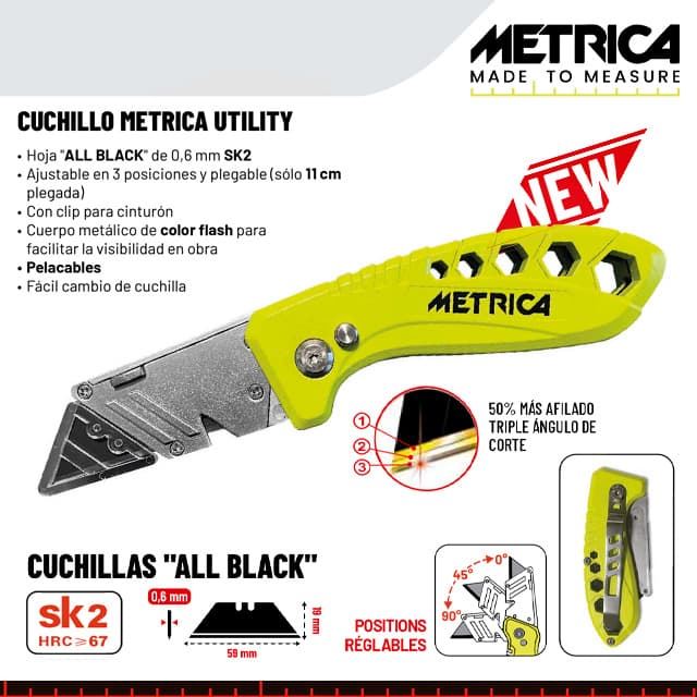 Cutter / Cuchillo METRICA Utility SK2 Black Blade - Clip Cinturón - Imagen 1