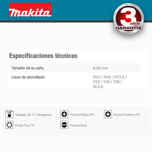 Destornillador Manual de Carraca MAKITA 8 Puntas de Tornillo - Imagen 2