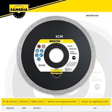 Disco Corte Gres/Porcelánico SAMEDIA KCM Master 300x30/25.4 Especial Mesas de Corte - Imagen 1