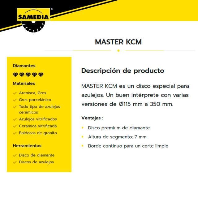 Disco Corte Gres/Porcelánico SAMEDIA KCM Master 300x30/25.4 Especial Mesas de Corte - Imagen 2