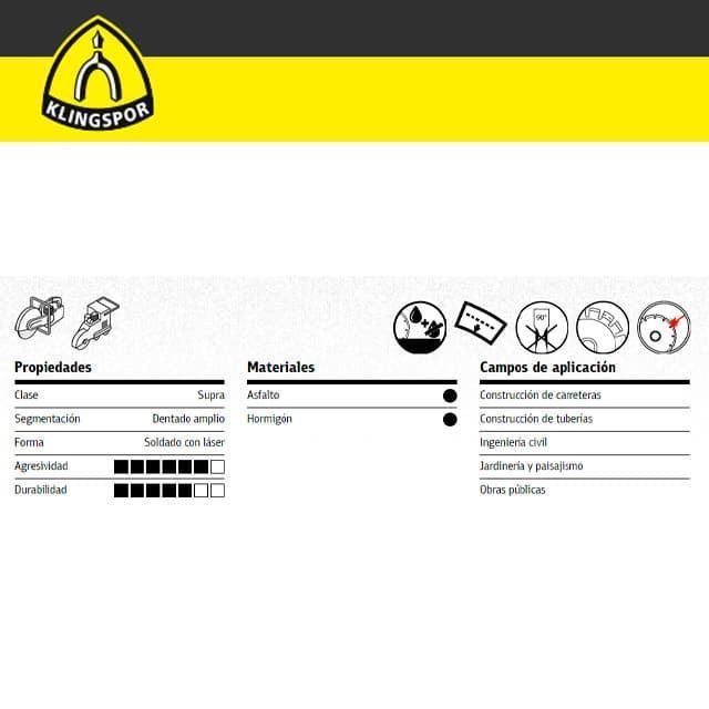 Disco Diamantado KLINGSPOR DT 612 AB D.300X25.4 - Imagen 3