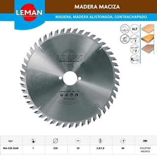 Disco Sierra LEMAN Classic D.230 Int.30 48d Madera - Imagen 1