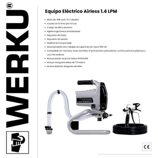 Equipo Eléctrico Airless WERKU WK500500 0.7HP/500W 1.4LPM - Imagen 2
