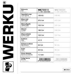 Escalera Multiusos WERKU 150Kg/3.72M + Plataforma - Imagen 2