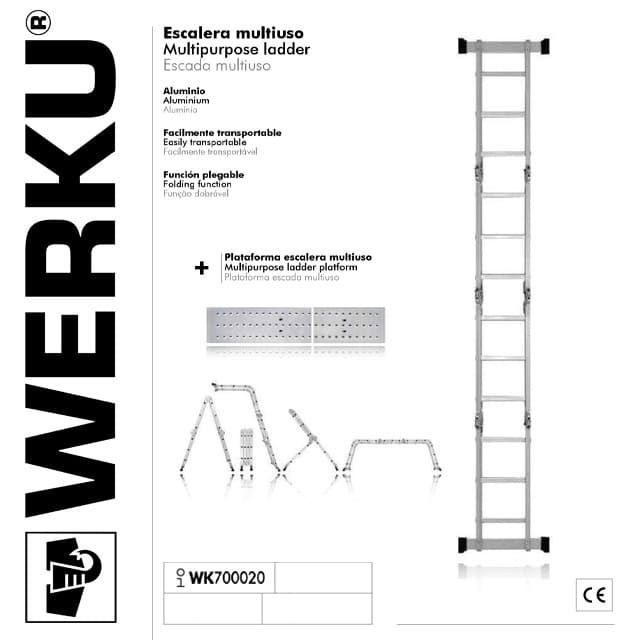 Escalera Multiusos WERKU 150Kg/4.72M + Plataforma - Imagen 1