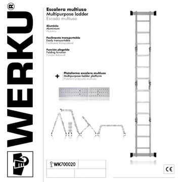 Escalera Multiusos WERKU 150Kg/4.72M + Plataforma - Imagen 1