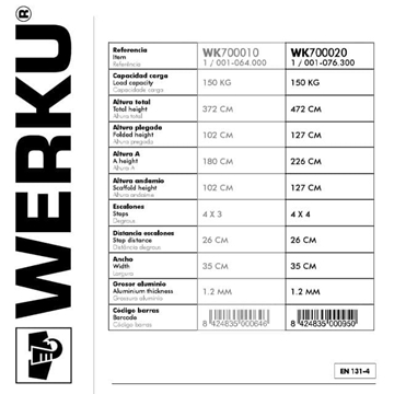 Escalera Multiusos WERKU 150Kg/4.72M + Plataforma - Imagen 2