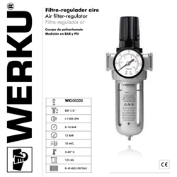 Filtro Regulador Aire WERKU 1/2" 0-10Bar 125ml - Imagen 1