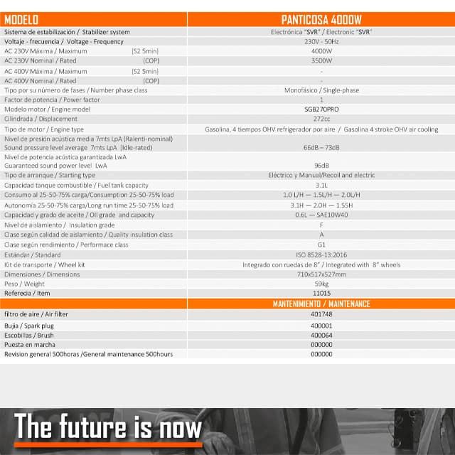 Generador Gasolina GENERGY Panticosa 4000W E-Start (Arranque Eléctrico) - Imagen 2