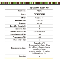 Generador Gasolina OMEGA Interlagos OM7000 Pro - Imagen 2