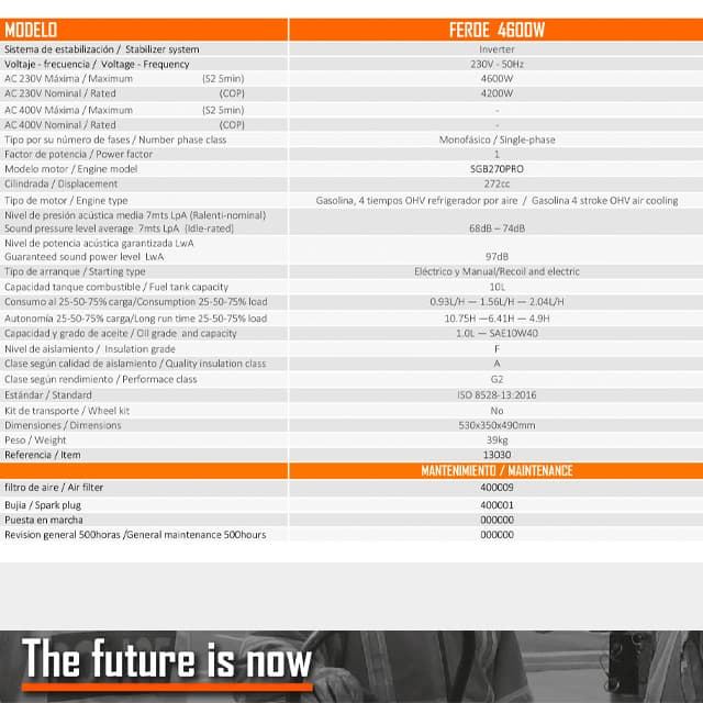 Generador Inverter GENERGY Feroe 4600W - Imagen 2