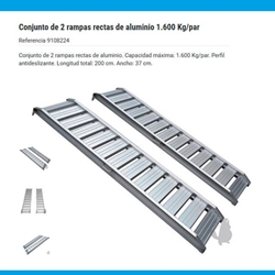 Juego de Rampas Aluminio 1600Kg/Par. Antideslizante. 200cm/Ancho 37cm - Imagen 1