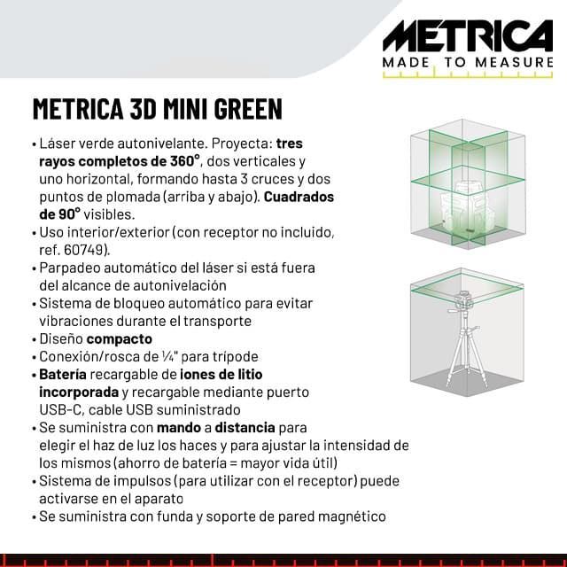 Láser METRICA 3D Mini Green 60M/360º - Imagen 2