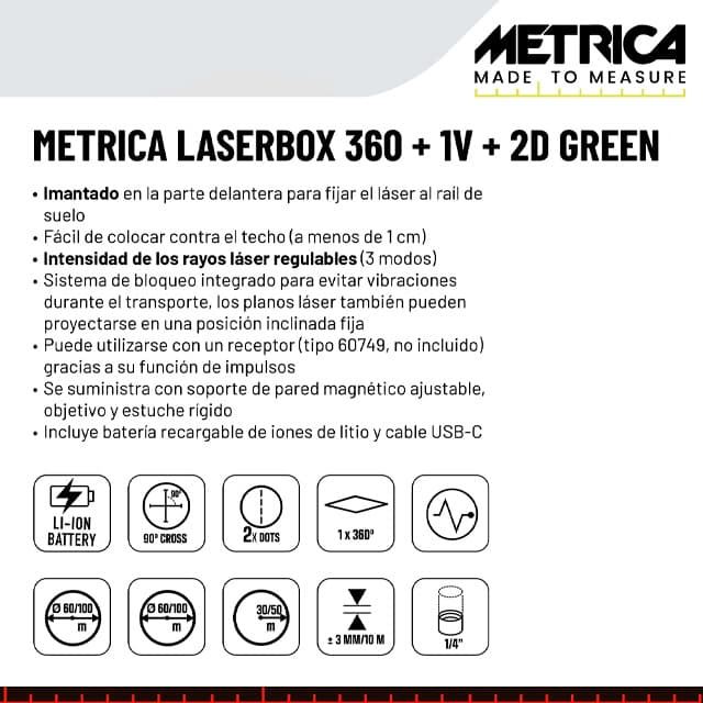 Láser METRICA Bravo Green H360+1V+2 Dots - Imagen 2