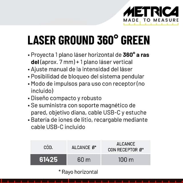 Láser MÉTRICA Ground 360º Green -Especial Suelos- - Imagen 4