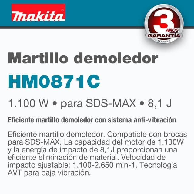 Martillo Demoledor MAKITA HM0871C AVT 1100W + 1P/1P - Imagen 2