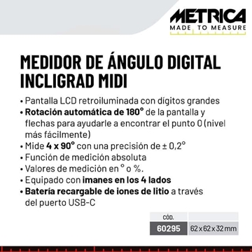 Medidor de Ángulo Digital METRICA Incligrad Midi - Imagen 2