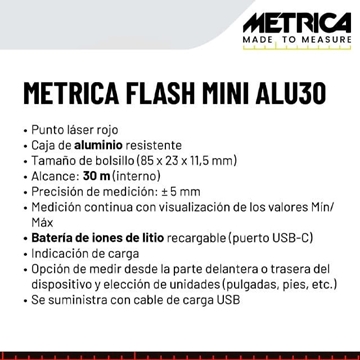 Medidor Láser METRICA Mini Alu30 - Imagen 2
