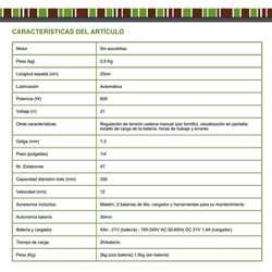 Mini Motosierra de Poda OMEGA Mugello 2120 Espada de 20cm - Imagen 2