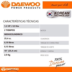Motosierra de Poda DAEWOO DACS2610 10" 3/8P 0.050 - Imagen 2