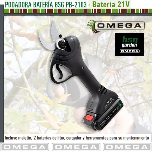 Podadora Batería OMEGA BSG-2130 21V Cargador + 2 Baterías Litio 2Ah - Imagen 1