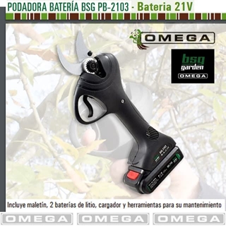 Podadora Batería OMEGA BSG-2130 21V Cargador + 2 Baterías Litio 2Ah - Imagen 1