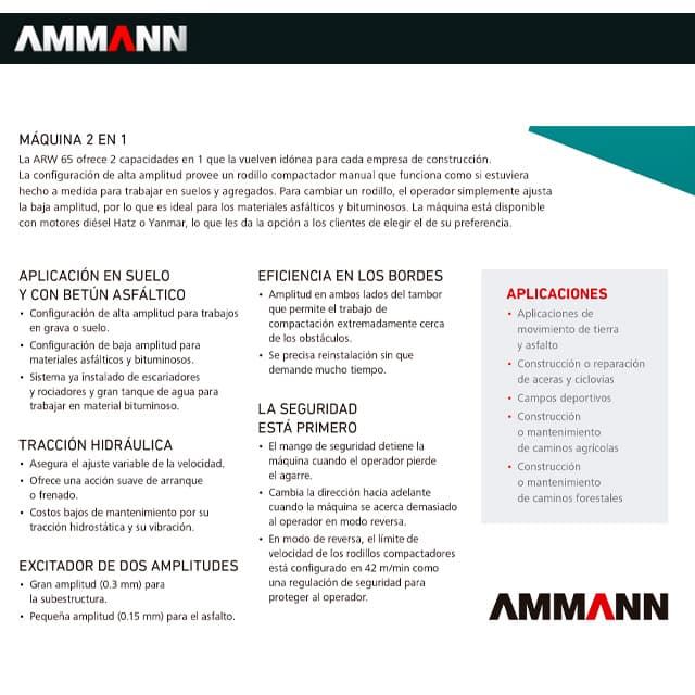 Rodillo Compactación Vibrante AMMANN ARW-65E - Imagen 3