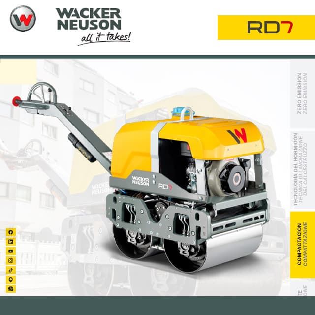 Rodillo Compactación WACKER NEUSON RD7 EHFB Motor YANMAR Arranque Eléctrico - Imagen 1