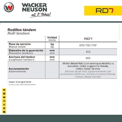 Rodillo Compactación WACKER NEUSON RD7 EHFB Motor YANMAR Arranque Eléctrico - Imagen 2