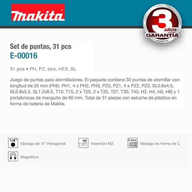 Set de Puntas MAKITA 31 Piezas - Imagen 2